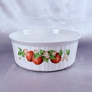 Vintage Corning Ware Casserole Dish 2.5L F-1-B French White Apple Pattern